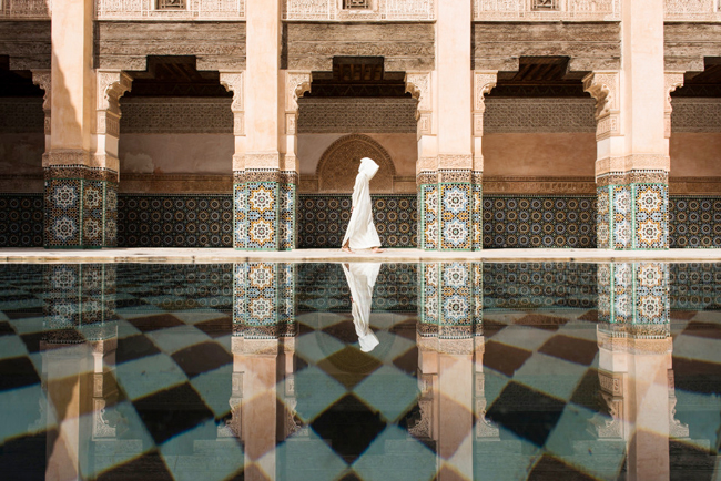 Even though there were a lot of people in Ben Youssef, still here was more quiet and relaxing compare to the street outside in Marrakesh. I was waiting for the perfect timing to photograph for long time. 2016 National Geographic Travel Photographer of the Year WINNERS