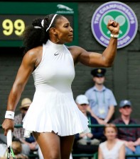 Ladies Singles Quarter Finals and Men's Singles fourth round matches on day eight of the Wimbledon Lawn Tennis Championships at the All England Lawn Tennis and Croquet Club on July 5, 2016 in London, England. Pictured: Serena Williams celebrates a point against against Anastasia Paviyuchenkova Ref: SPL1313383 050716 Picture by: Art Seitz / Splash News Splash News and Pictures Los Angeles: 310-821-2666 New York: 212-619-2666 London: 870-934-2666 photodesk@splashnews.com