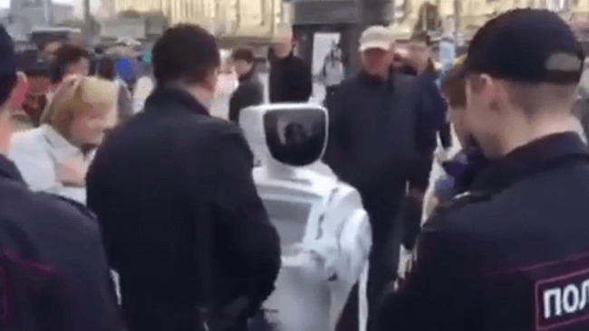 Promobot-is-arrested-at-Russian-political-rally